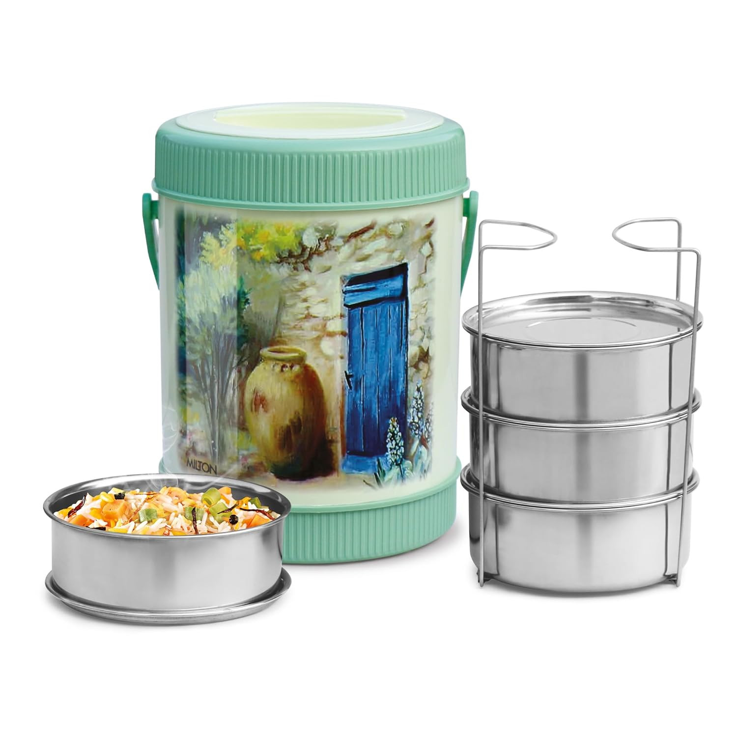 SHERRIF 4 CONTAINER 3000ML LUNCH BOX GREEN (AM-SH4C3000GR577-BM)